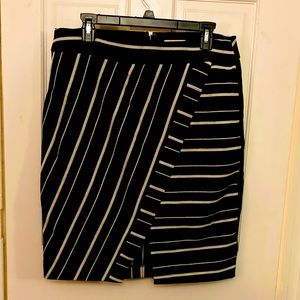 LOFT Hearty Tweed Navy & White Striped Skirt